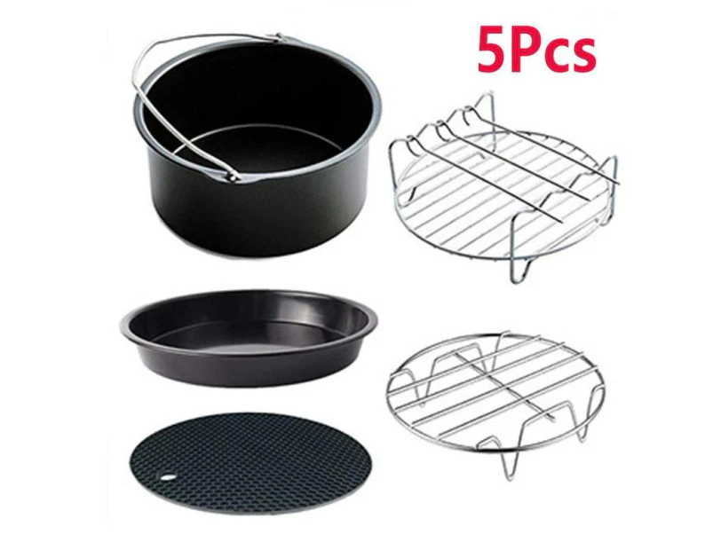 Air Fryers 5Pcs Set 6" Air Fryer Accessories Cake Pizza Bbq Roast Barbecue Baking Pan Tray