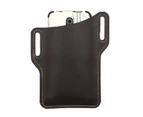 Genuine Leather Cell Phone Holster Men Universal Case Waist Bag Sheath with Belt Loop - Dark Brown