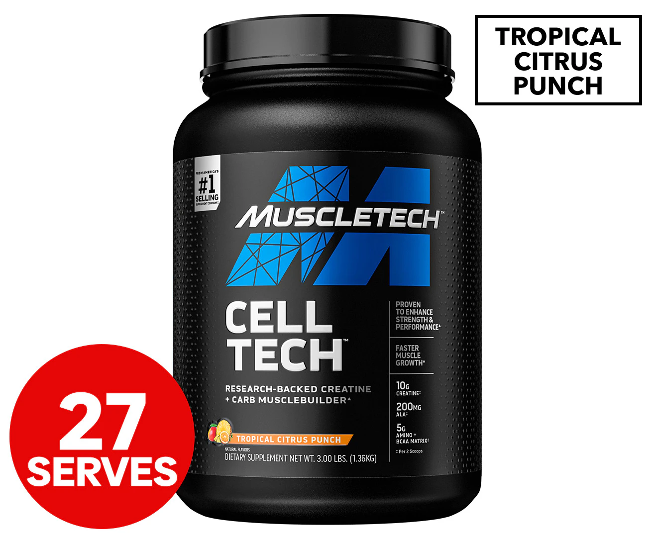 MuscleTech Cell-Tech Creatine Formula Tropical Citrus Punch 1.36kg / 48 Serves