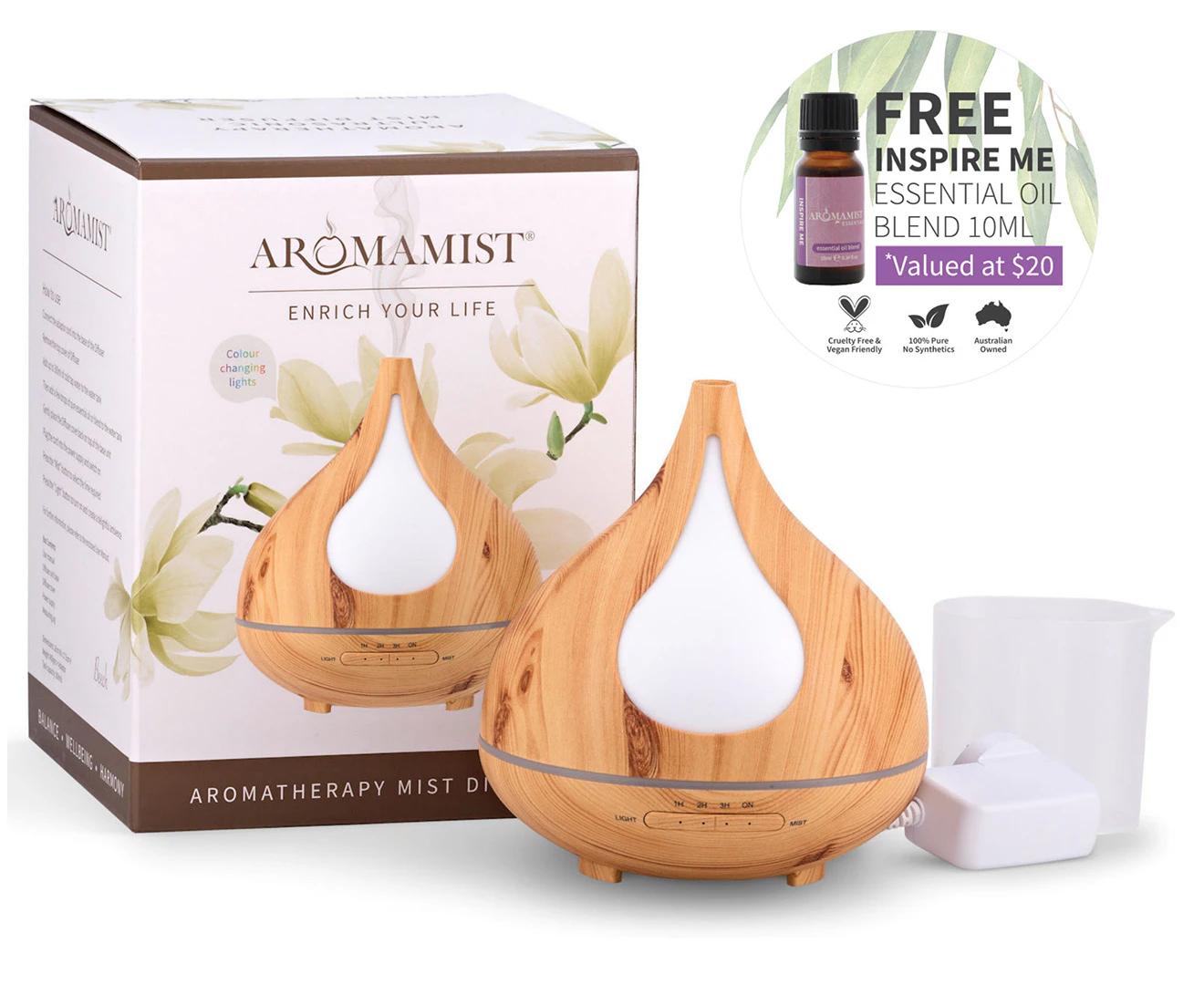 Aromamist Ultrasonic Mist Diffuser Woodgrain Beech