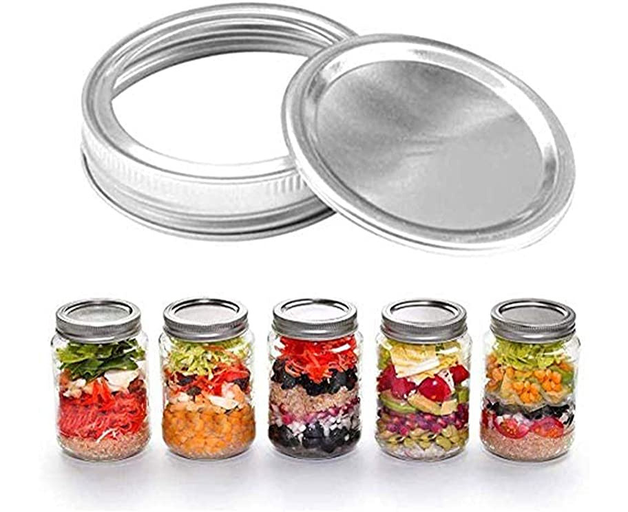 Gold 72 Sets Wide Mouth and Regular Mouth Mason Canning Jar Split-type Lids Jar Lid Leak Proof and Secure Mason Canning Jar Caps 