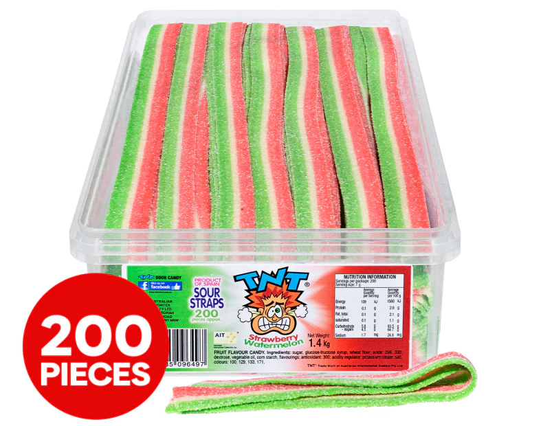 TNT Sour Straps Strawberry/Watermelon 200pk