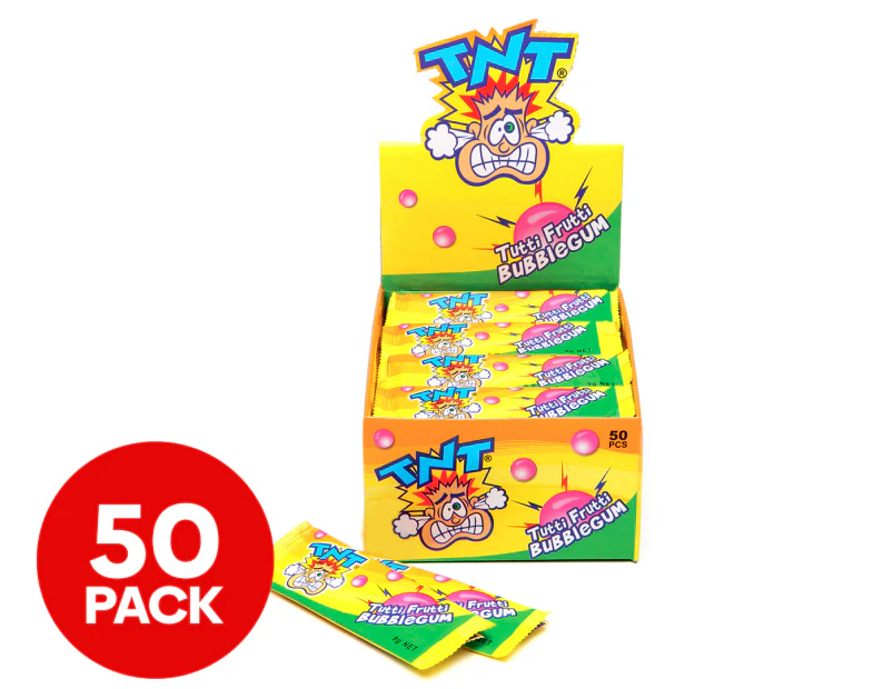 50 x TNT Bubblegum Sticks Tutti Frutti 9g