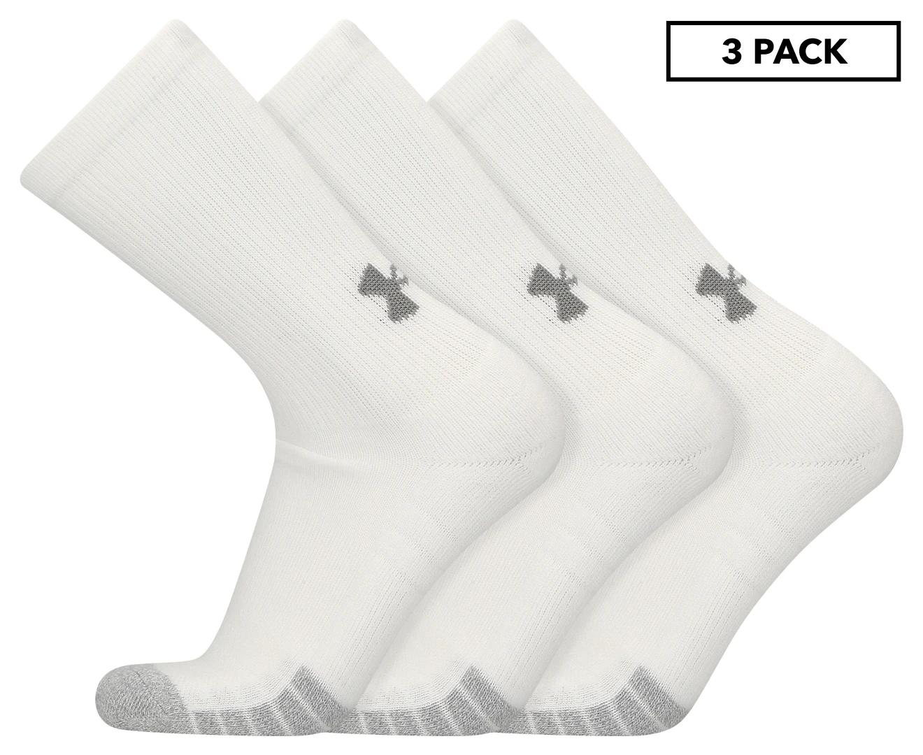 Under Armour Men's 3 Pack Heatgear Socks - White