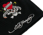 Ed Hardy Unisex Embroidered Tattoo Ribbed Beanie - Black/Multi