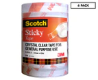 Scotch 66m Sticky Tape 6pk - Clear