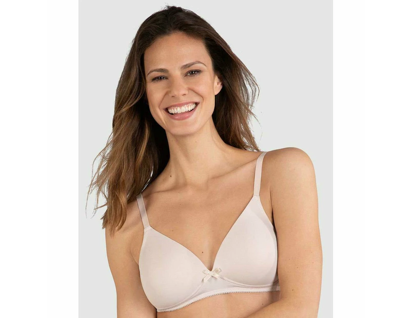 Naturana Soft & Seamless Wireless Padded T-Shirt Bra in Light Beige