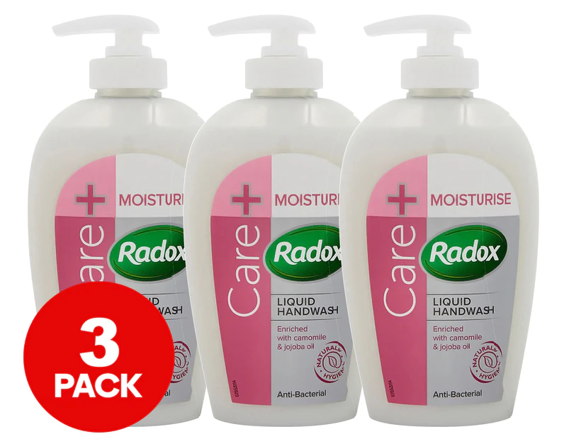 3 x Radox Care + Moisturise Antibacterial Liquid Handwash 250mL