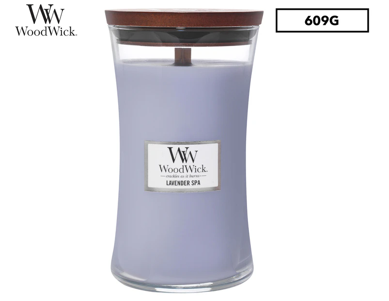 WoodWick 609g Grey Scented Home Fragrance Soy Wax Candle Lavender Spa Large