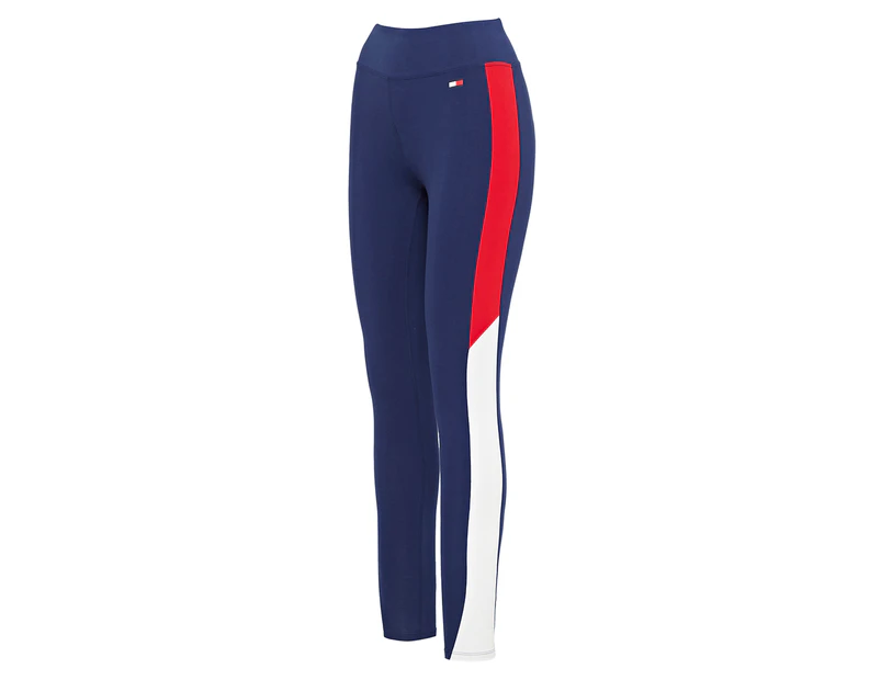 Tommy Hilfiger Sport Women's Colourblock High Rise Jersey Leggings / Tights - Deep Blue