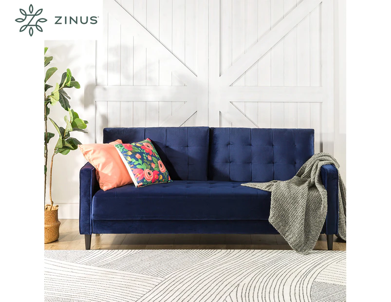 Zinus Benton Mid-Century Velvet 3-Seat Sofa - Navy