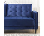 Zinus Benton Mid-Century Velvet 3 Seater Sofa Couch Lounge Living Room Furniture - Blue