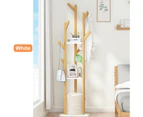 160cm 3-Layer Sturdy Coat Rack Coat Tree Hat Hanger with 7 Hooks Natural Bamboo Tree Garment Clothes Holder Stand Rack