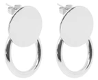 Bling Bar Paris Ring Stud Earrings - Silver