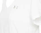Under Armour Women's UA Tech V-Neck Tee / T-Shirt / Tshirt - White/Metallic Silver