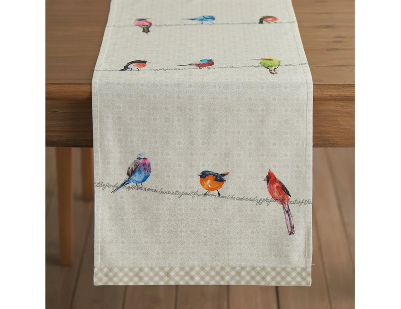 (37cm  x 180cm ) - Maison d' Hermine Birdies On Wire 100% Cotton Table Runner 37cm x 180cm