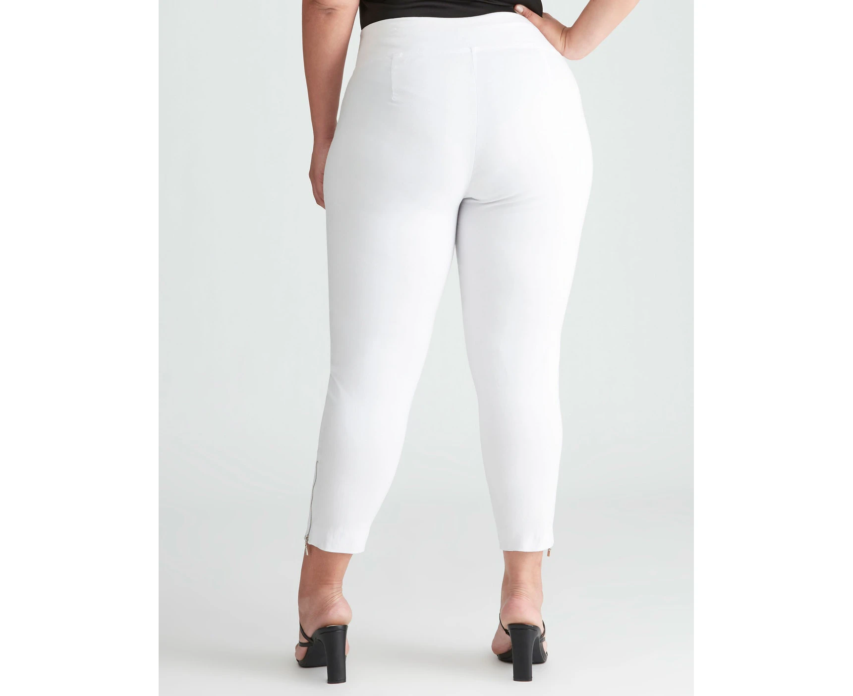 Autograph - Plus Size - Womens Leggings - White All Season Pants - Slim Leg - Super Stretch - Fashion Trousers - Casual Work Clothes - Office Wear