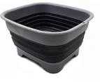 (1, Grey/Black) - SAMMART 9.1L ( 9.1l) Collapsible Dishpan with Draining Plug - Foldable Washing Basin - Portable Dish Washing Tub - Space Saving Kitchen S