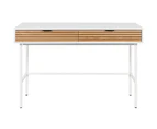 Mirasa Computer Desk Contemporary Home Office Study Work Laptop Table With 2 Drawers Metal Legs - Oak White