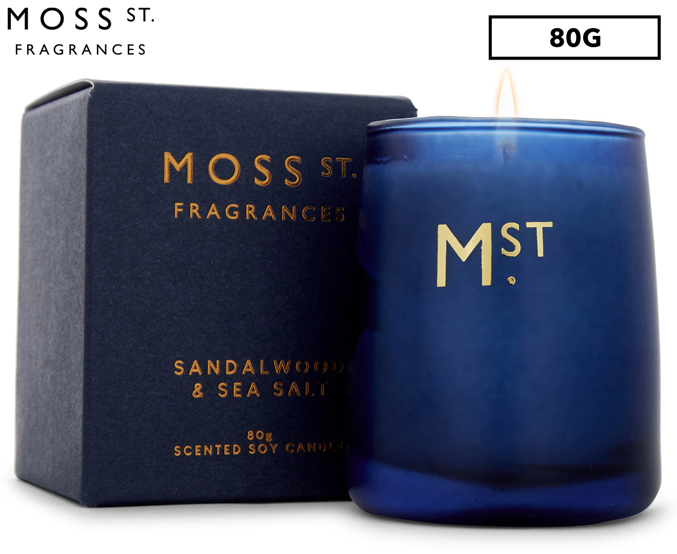 Moss St. Sandalwood & Sea Salt Scented Soy Candle 80g