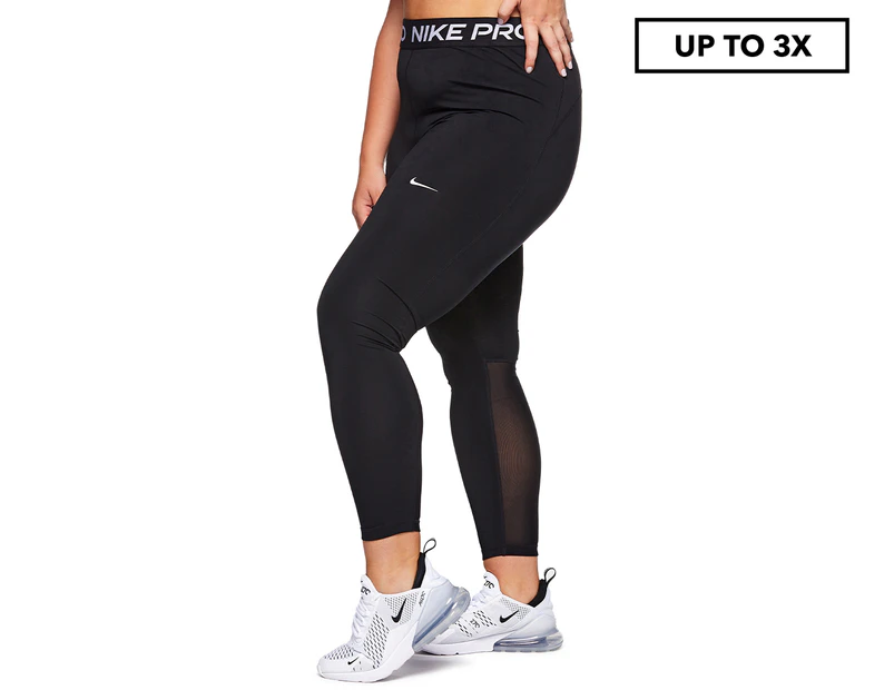 Nike Womens Pro Mid-Rise Legging Black White Footasylum, 45% OFF