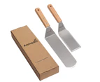 Metal Spatula Set - Griddle Spatula - Teppanyaki spatulas - Griddle Scraper and Pancake Flipper or Hamburger Turner - Stainless Steel Utensil Great for BBQ
