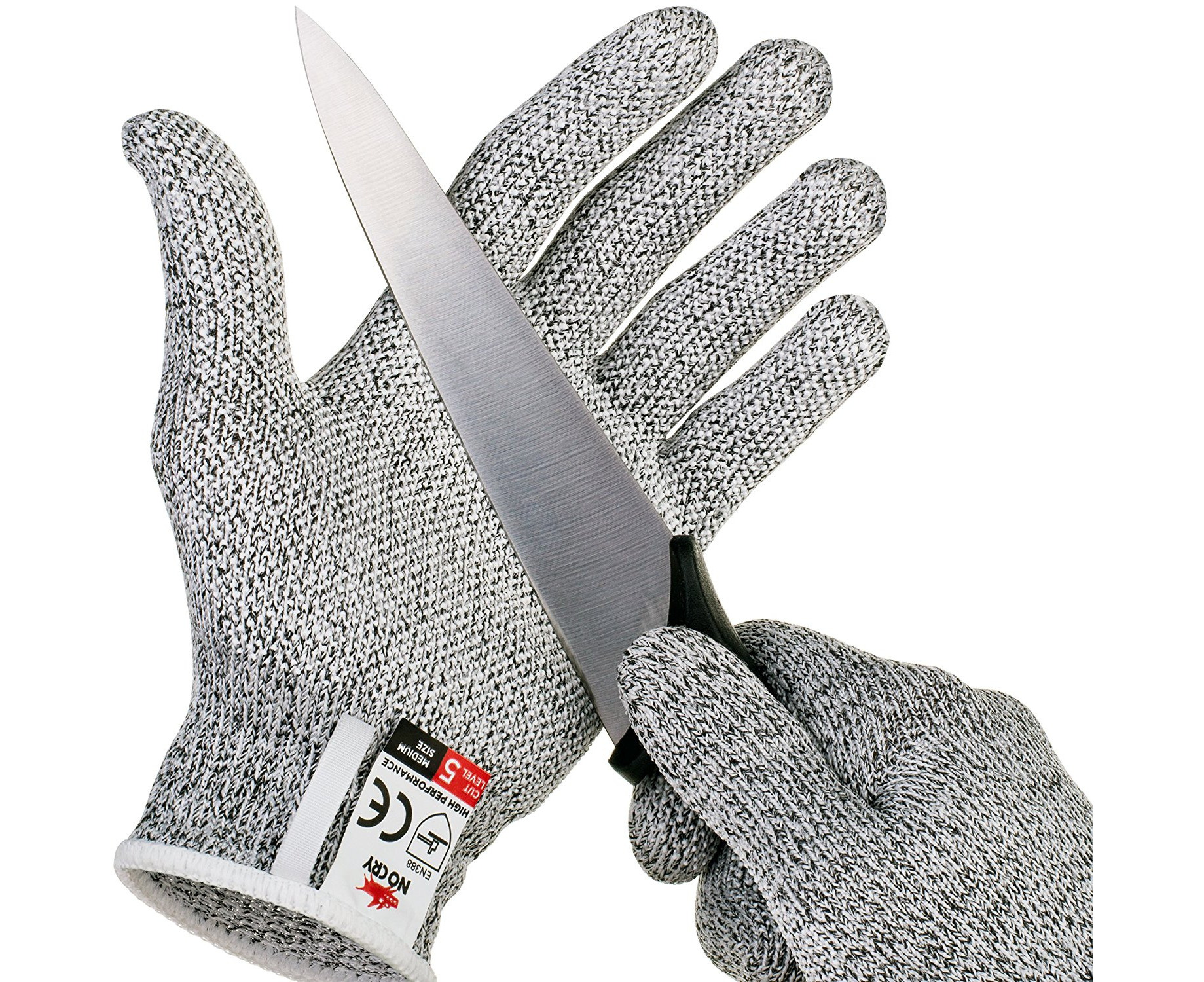 NoCry Cut Resistant Work Gloves for Women and Men, with Reinforced Fingers;  Comfortable, 100% Food Grade Kitchen Cooking Gloves; Ambidextrous Safety