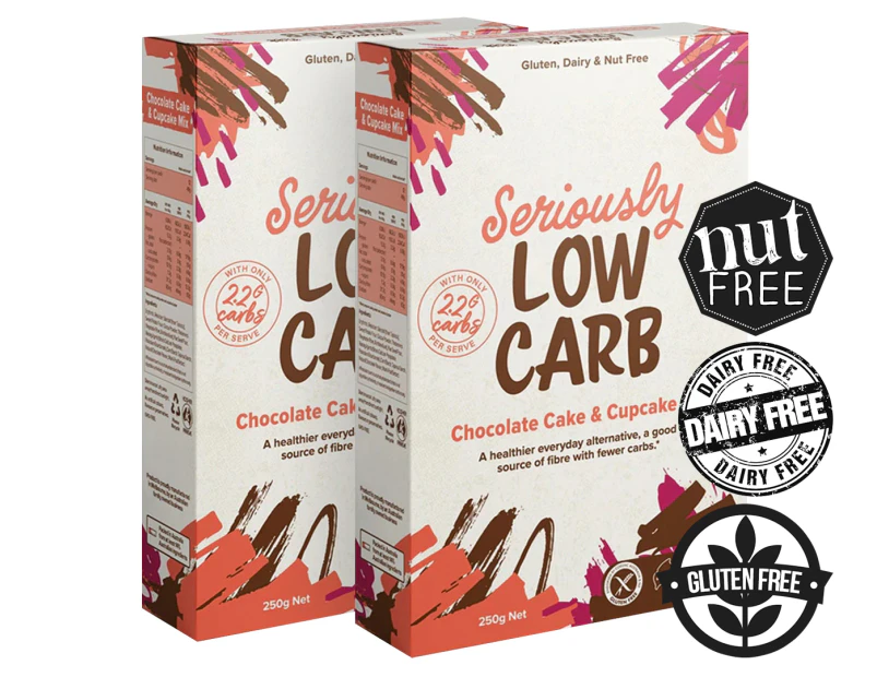 2 x Well & Good Seriously Low Carb Cake & Cupcake Mix Chocolate 250g