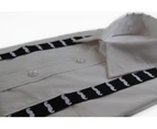 Boys Adjustable Black With White Moustaches Patterned Suspenders Fabric