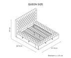 Queen Size Bedframe Velvet Upholstery Deep Grey Colour Tufted Headboard Deep Quilting