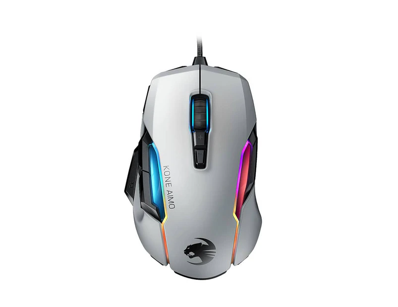 ROCCAT Kova AIMO Ambidextrous RGB Gaming Mouse (White) - Black