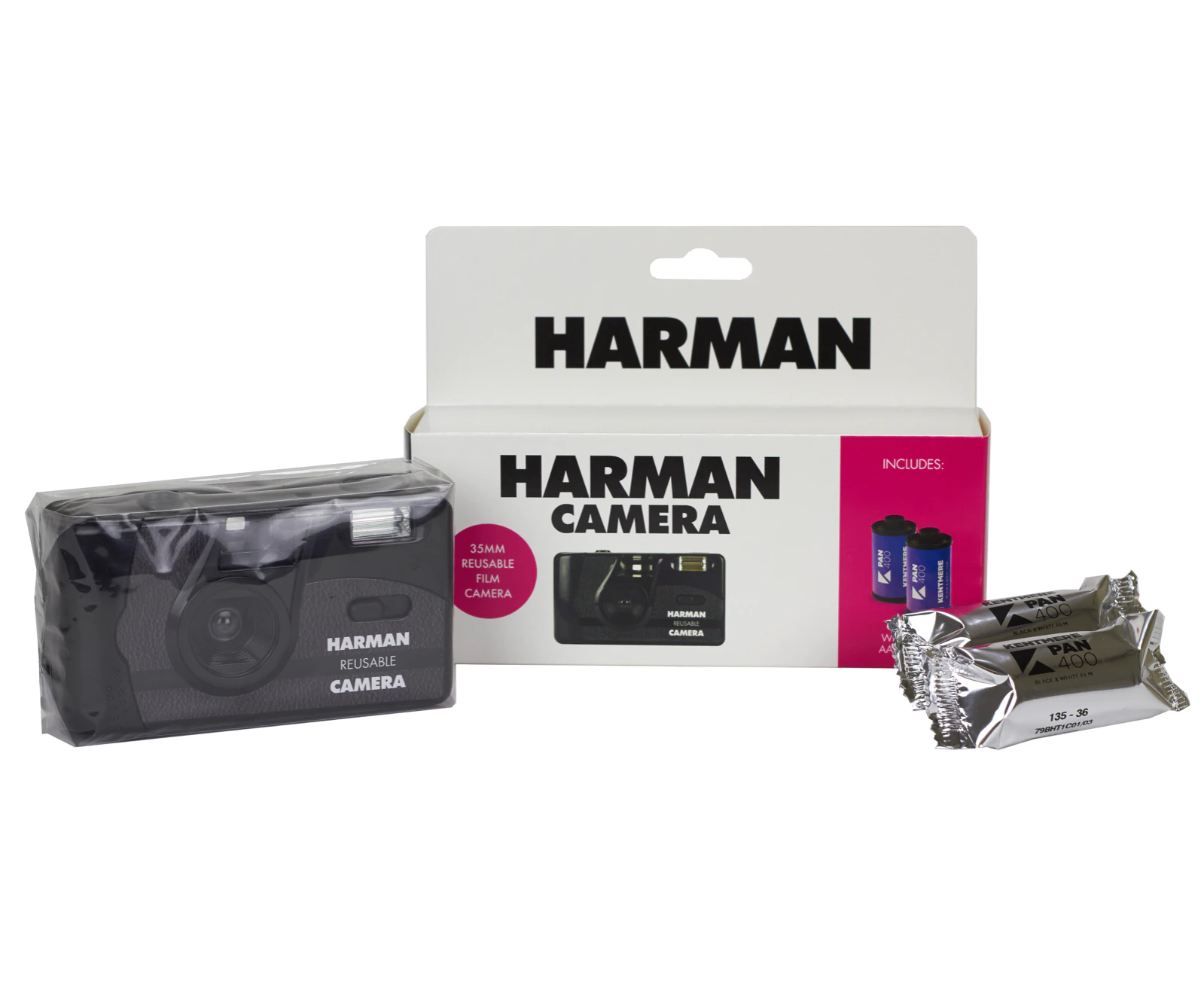 Harman Reusable 35mm Camera with Flash & 2 Rolls of Film