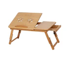 Folding Bamboo Laptop Table Desk Notebook Book Reading Bed Writing Tray Stand