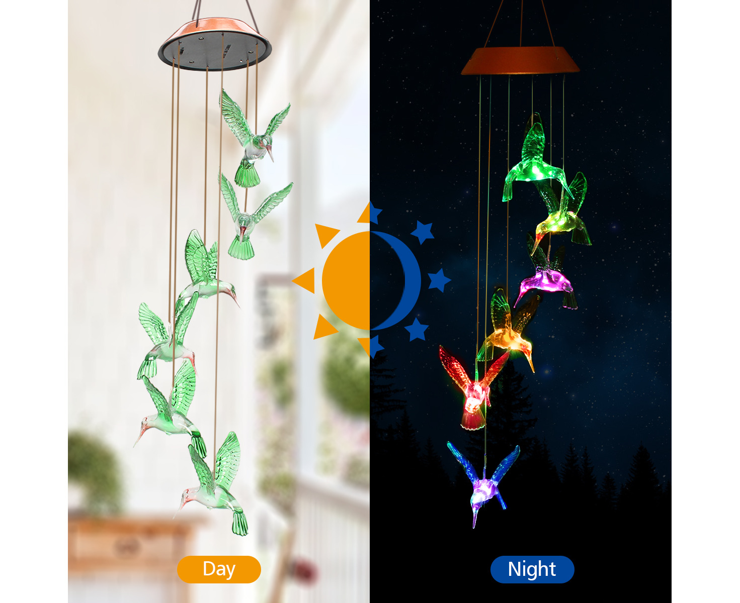 light up hummingbird wind chime