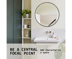 La Bella Wall Mirror Round Aluminum Frame Makeup Decor Bathroom Vanity 70cm - Black