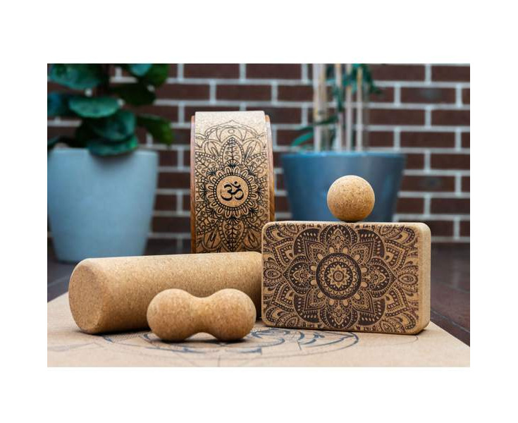 Zenvibes 100% Natural Cork laser printed Yoga Block - Black Mandala