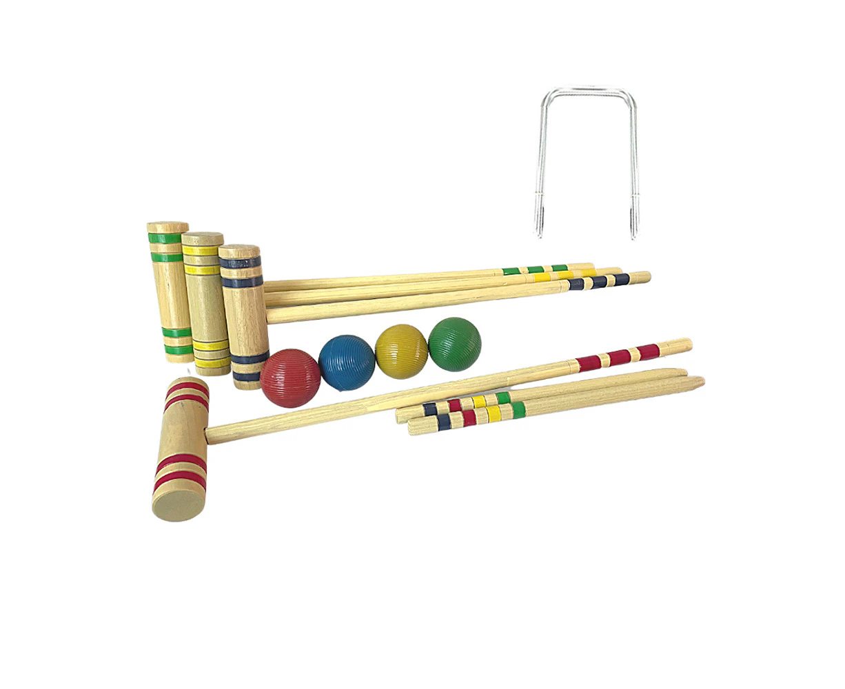 Regent Classic 4-Player Croquet Set Mallets/Balls Outdoor Family Game Fun Play