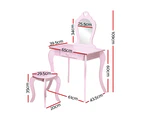 Keezi Pink Kids Vanity Dressing Table Stool Set Mirror Princess Children Makeup