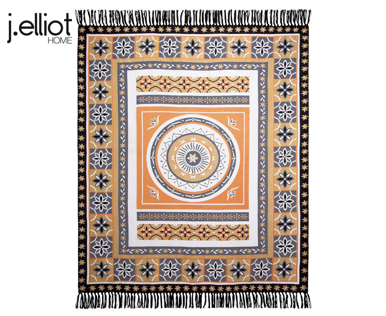 J Elliot Home Kasbah Luxury Fringe Throw 130 x 160cm Black