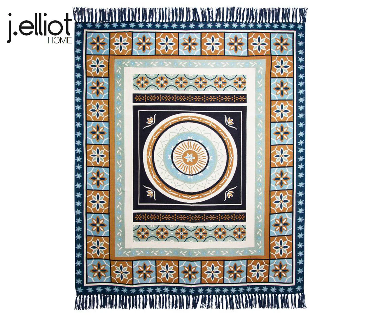 J Elliot Home Kasbah Luxury Fringe Throw 130 x 160cm Blue