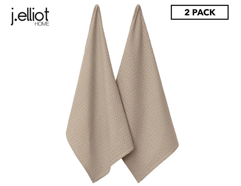 J.Elliot Home Waffle Tea Towels 2-Pack - Sandstone