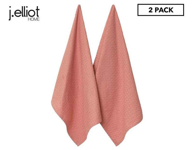 J.Elliot Home Waffle Tea Towels 2-Pack - Clay Pink