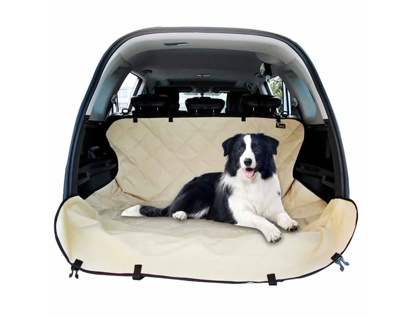Triple Layers Dog Car Boot Seat Cover Cream-colored SUV Liner Protector Hammock No Slip Pet Rear Back Seat Mat Cargo Trunk 150x130 cm Waterproof