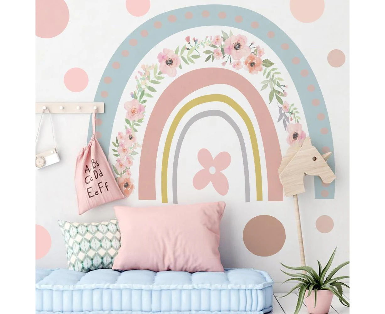 Removable Eco-friendly Floral Rainbow Wall Stickers