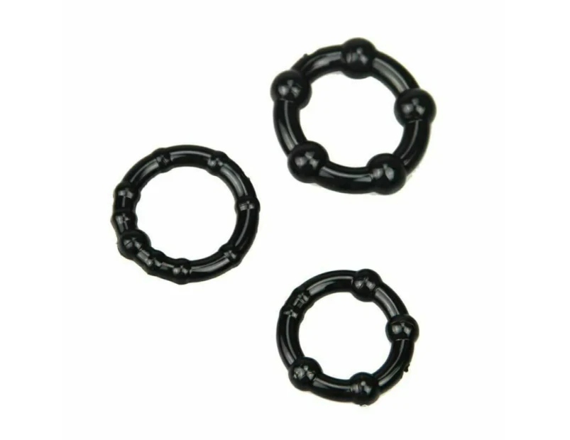 Black Silicone Stretchy Cock Rings Penis Ring Enhancer Men Couples - Black