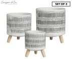 Set of 3 Cooper & Co. Stripe Nesting Terracotta Pots - Black/White/Natural