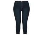Beme Mid Rise Core Short Length Jeans - Womens - Plus Size Curvy - Indigo