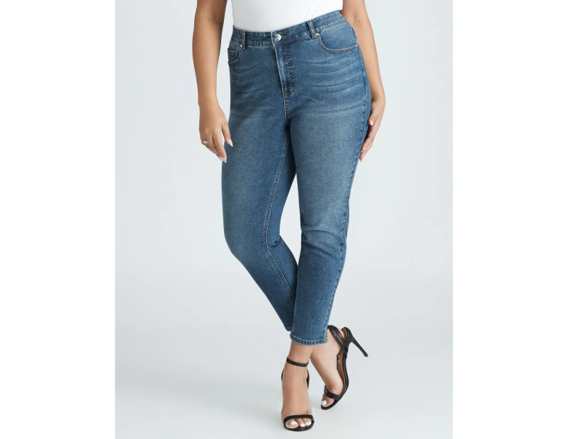 Beme Mid Rise Core Regular Length Jeans - Womens - Plus Size Curvy - Mid Wash