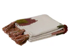 J. Elliot Lola Cotton Throw 130x160cm Rectangle Blanket w/ Tassels Red Multi