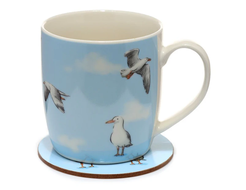 Puckator Seagull Buoy Porcelain Mug and Coaster Set